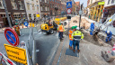 Werkzaamheden in winkelstraat