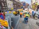 Werkzaamheden in winkelstraat